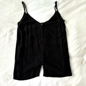 Black crescent Top, button front low back tank top